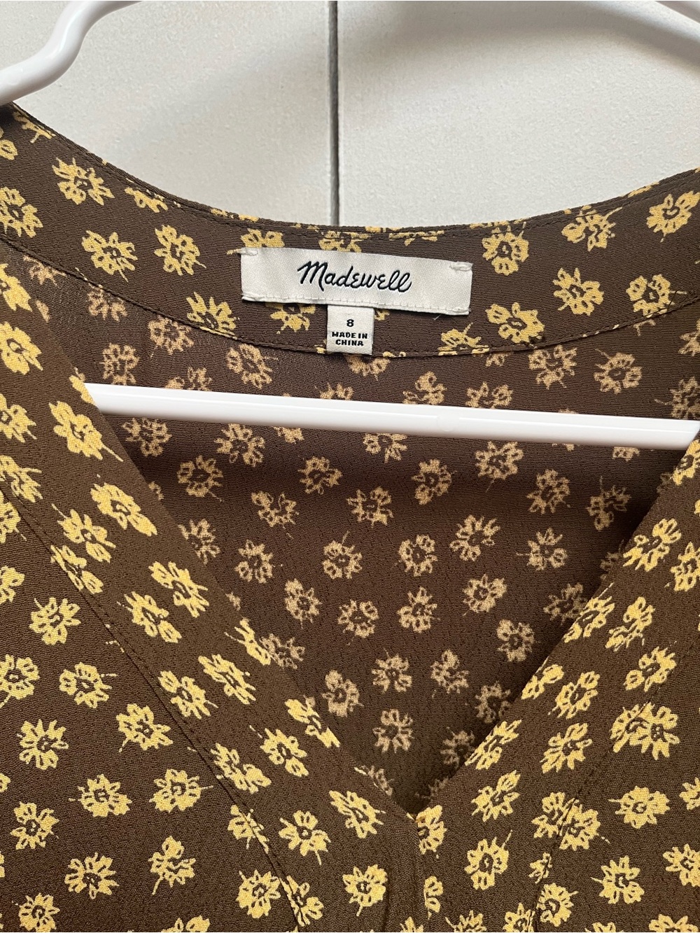 Madewell Brown Floral Midi Dress with Yellow Print - Picture 2 of 2